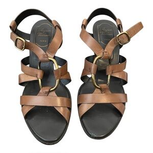 Roger Vivier Brown Strappy Heeled Sandals Sz 37 US 7